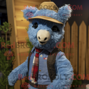 Blue Alpaca mascot costume...