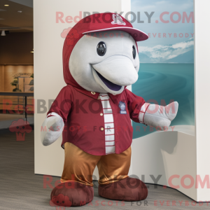 Maroon Whale maskot kostume...