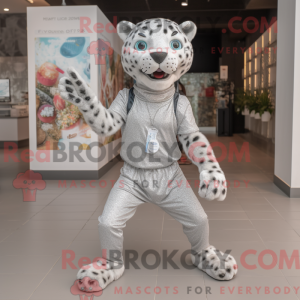 Sølv leopard maskot kostume...