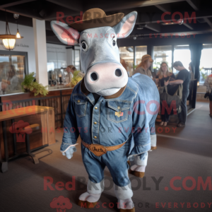 Grå Hereford Cow maskot...