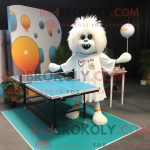 Hvid bordtennisbord maskot...