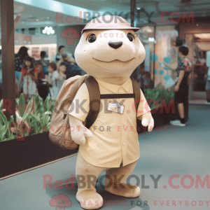 Beige Otter maskot kostyme...