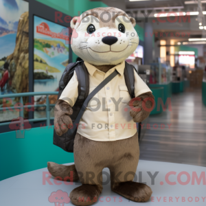 Beige Otter maskot kostyme...