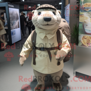 Beige Otter maskot kostume...