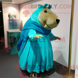 Cyan Capybara maskot...
