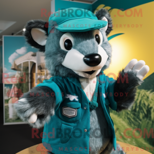 Teal Badger mascot costume...