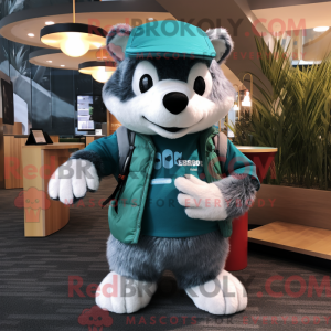 Teal Badger mascot costume...