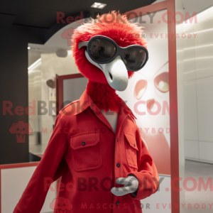 Rød struds maskot kostume...