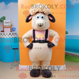 Peach Suffolk Sheep mascot...