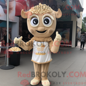 Tan Pop Corn mascot costume...