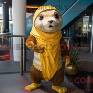 Gold Otter mascottekostuum...