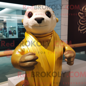 Gold Otter-maskotdraktfigur...