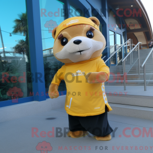 Gold Otter-maskotdraktfigur...