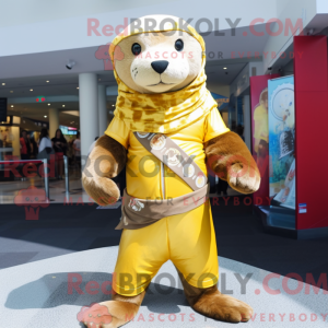Gold Otter-maskotdraktfigur...