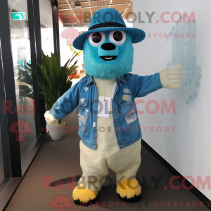 Cyan Alpaca mascot costume...