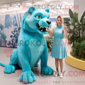 Cyan Smilodon maskot...