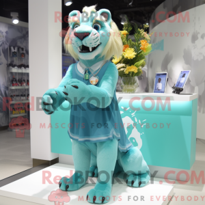 Cyan Smilodon Maskottchen...
