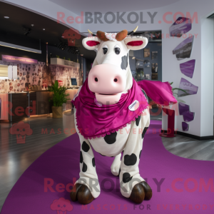 Magenta Holstein Cow mascot...