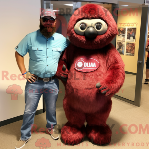 Maroon Sloth maskot kostume...