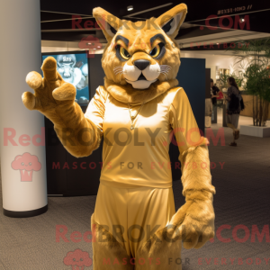 Gold Lynx-maskotdraktfigura...