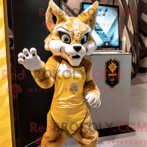 Gold Lynx-maskotdraktfigur...