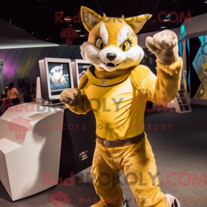 Gold Lynx mascot costume...