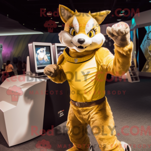 Gold Lynx-maskotdraktfigur...