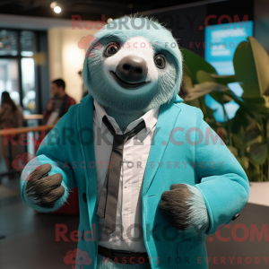 Cyan Sloth maskot kostume...