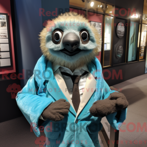 Cyan Sloth mascot costume...