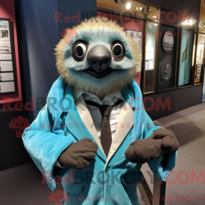 Cyan Sloth maskot kostume...