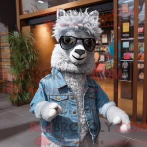 Grå Alpaca maskot kostume...