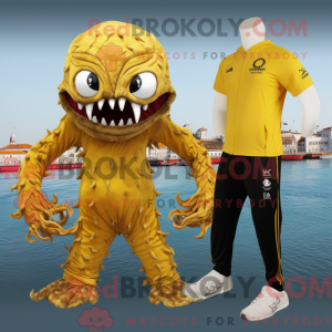 Gold Kraken mascot costume...