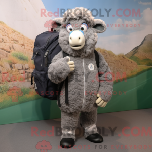 Gray Suffolk Sheep mascot...