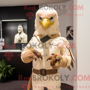 Beige Eagle mascot costume...