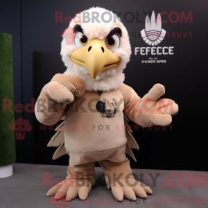 Beige Eagle maskot kostume...