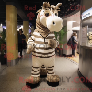 Tan Zebra mascot costume...