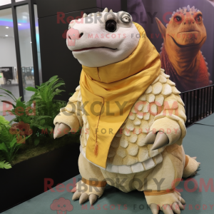 Cream Ankylosaurus mascot...