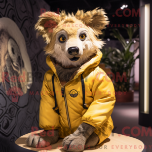 Guld hyæne maskot kostume...