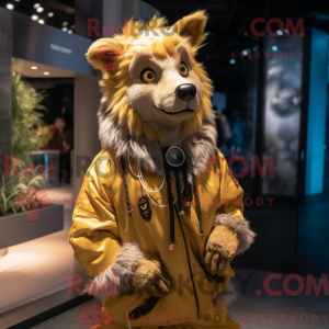 Gold Hyena mascot costume...