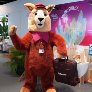 Maroon Llama mascot costume...