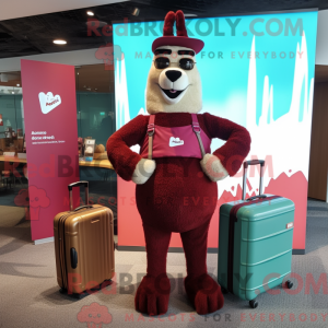 Maroon Lama maskot kostume...