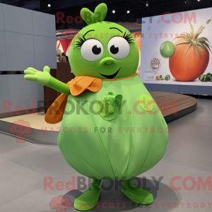 Limegrøn abrikos maskot...