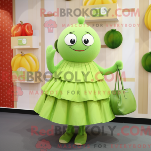 Limegrøn abrikos maskot...