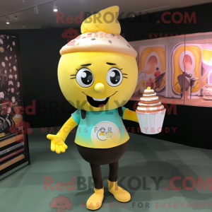 Gul Cupcake maskot kostume...