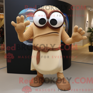 Tan Cyclops mascot costume...
