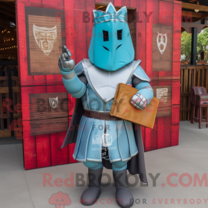 Teal Medieval Knight mascot...