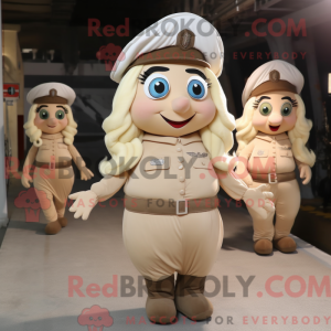 Beige Queen mascot costume...