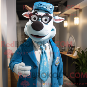 Sky Blue Jersey Cow maskot...