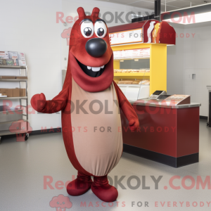 Maroon Hot Dog maskot...