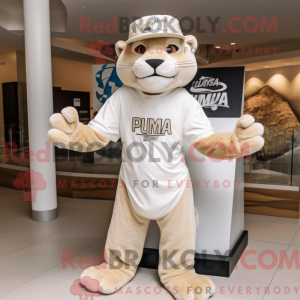Cream Puma mascot costume...